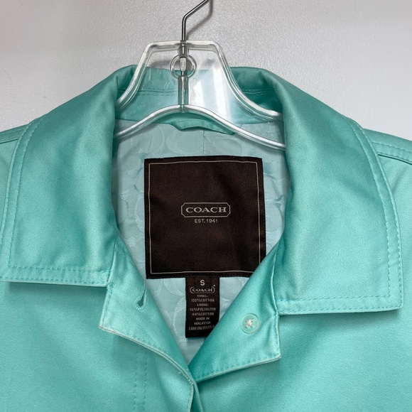 Coach Trench Raincoat Size Small Light Mint - Picture 3 of 10